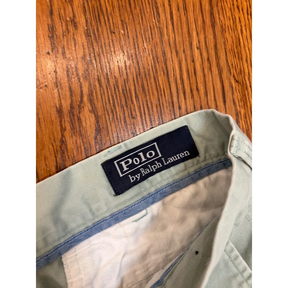 Polo Ralph Lauren Mens Chino Shorts Size 38 Light Green Cotton Twill Flat Front